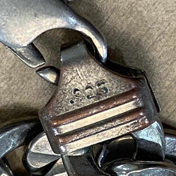 Silver Plated Copper Flat Curb Chain link Necklace 925 marked Italy - Picture 5 of 9